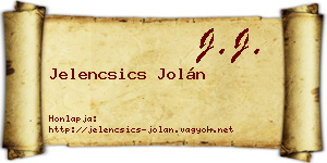 Jelencsics Jolán névjegykártya